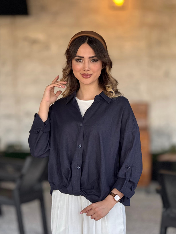 شومیز جلو گره لینن تیلا