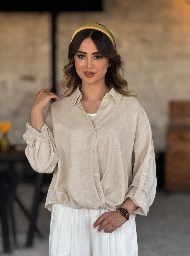 شومیز جلو گره لینن تیلا