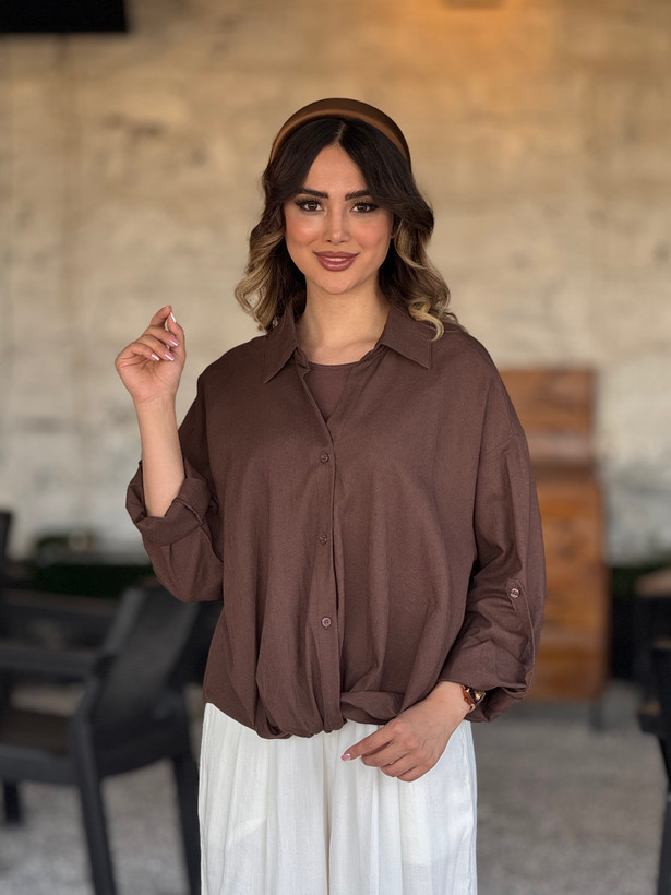 شومیز جلو گره لینن تیلا