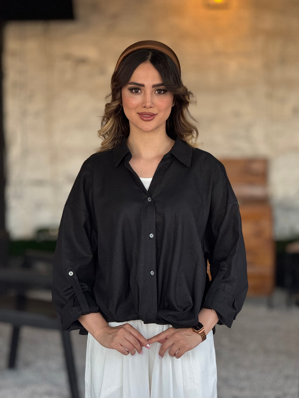 شومیز جلو گره لینن تیلا