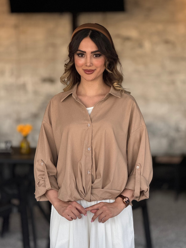 شومیز جلو گره لینن تیلا