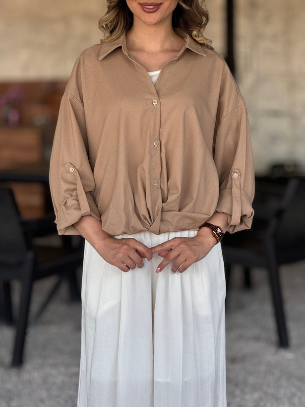 شومیز جلو گره لینن تیلا